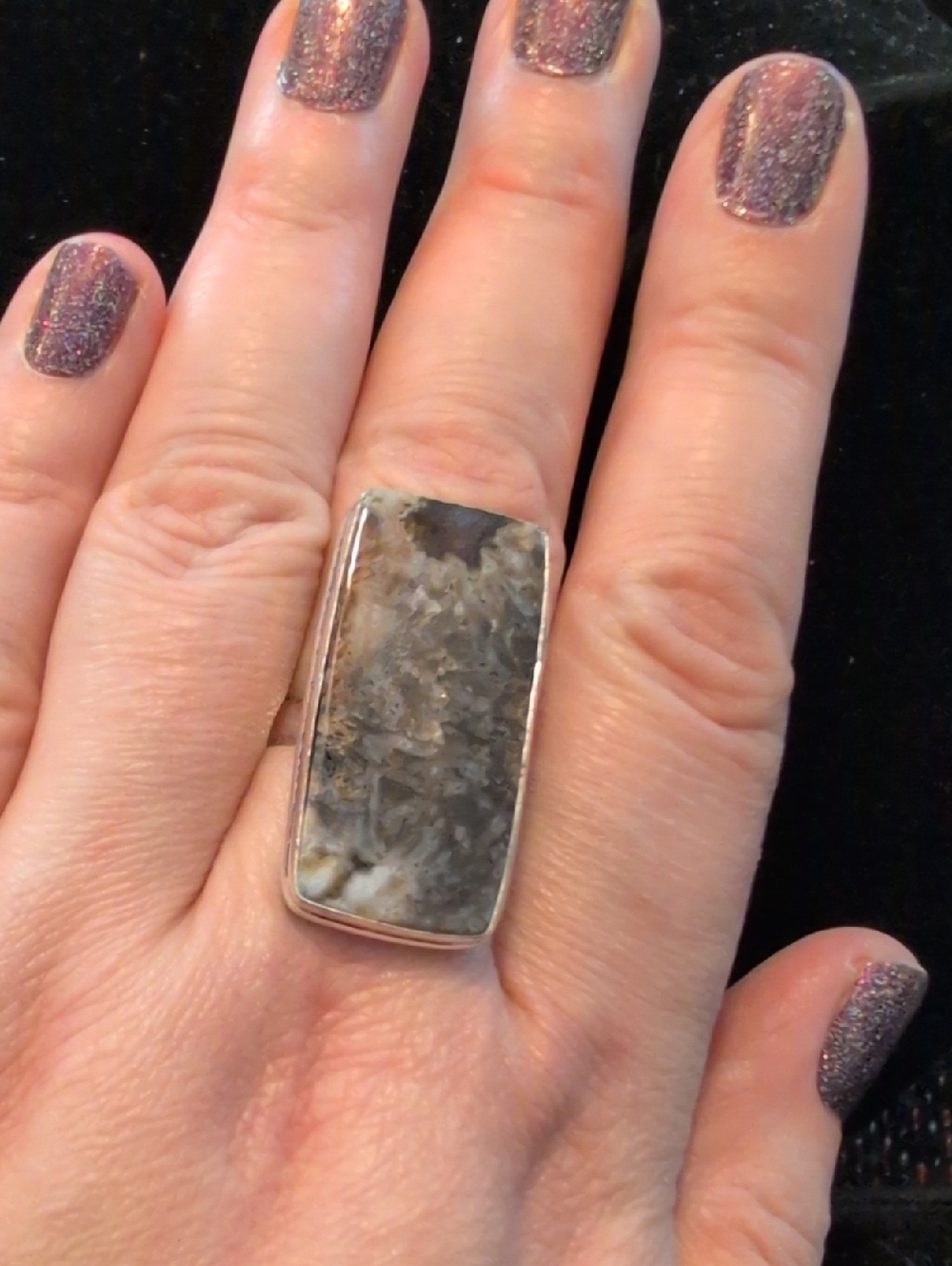Rectangular Stick Agate Ring - Picture 2 of 9